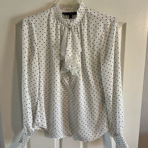 Silky WHBM Black and white polka dot blouse